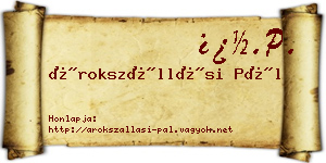 Árokszállási Pál névjegykártya